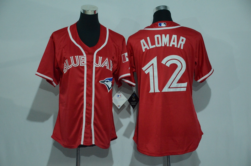 Womens 2017 MLB Toronto Blue Jays #12 Alomar Red Jerseys->->Women Jersey